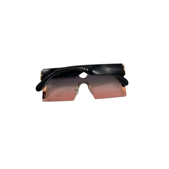Frameless Hourglass Sunglasses Pink Gradient & Gold Accents Oversized Modern Loo - Picture 6 of 11